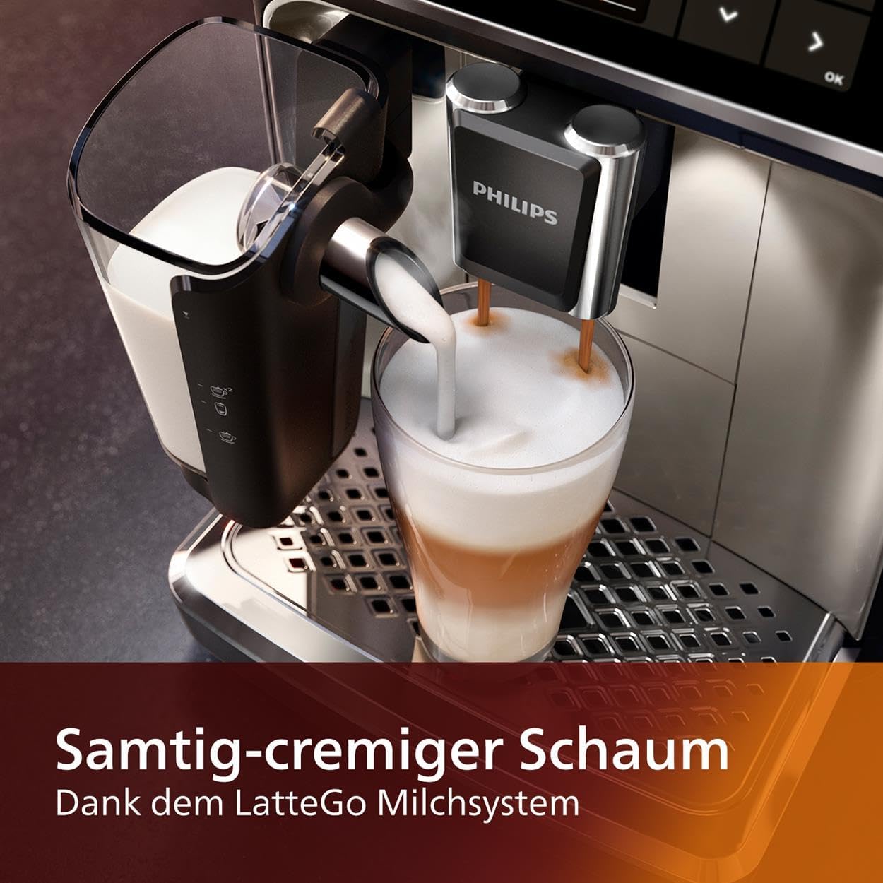 Series 5400 Kaffeevollautomat EP5447/90 – LatteGo Milchsystem, 12 Kaffeespezialitäten, Intuitives Display, 4 Benutzerprofile, Keramikmahlwerk, 15 bar, 1,8L - Schwarz/Chrom
