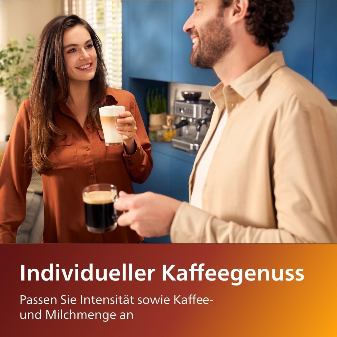 Series 5400 Kaffeevollautomat EP5447/90 – LatteGo Milchsystem, 12 Kaffeespezialitäten, Intuitives Display, 4 Benutzerprofile, Keramikmahlwerk, 15 bar, 1,8L - Schwarz/Chrom